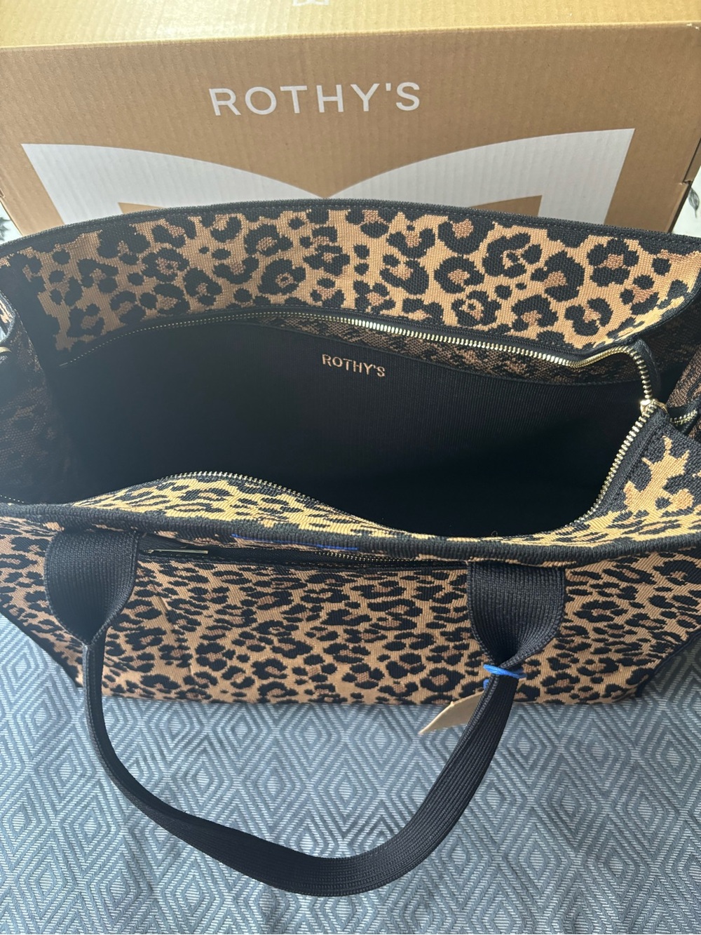 Rothy's Leopard Jacquard Tote in Brown and Black ,Toasty Cat - Picture 4 of 10